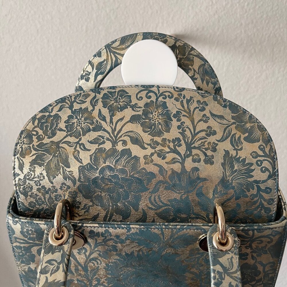 2022 Medium Lady Dior Blue/Green Blocart with Champagne Gold Hardware - Picture 10 of 16